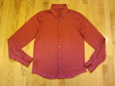 J Hilburn 100% MERINO WOOL Dress Shirt Small Red Button Front SM S Long Sleeve