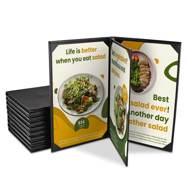Yescom 10-Pack 8.5"x14" Menu Covers 4 View Leather Faux Cafe Restaurant Bars