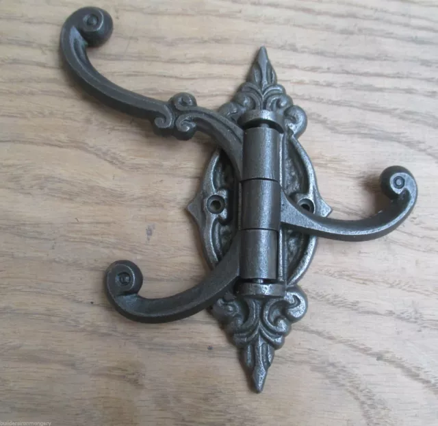 Cast Iron Victorian Vintage Wardrobe Swing Arm Hook Coat Hanging Triple Hook