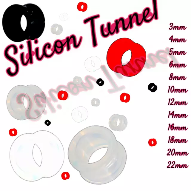 Tunnel Piercing Plug Flesh Plugs Silikon soft 3-22mm Ohren Ohr Ear Bunt weich