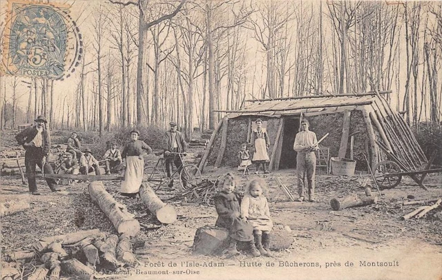 Cpa 95 Forest De L'isle Adam Logger Hut Near Montsoult