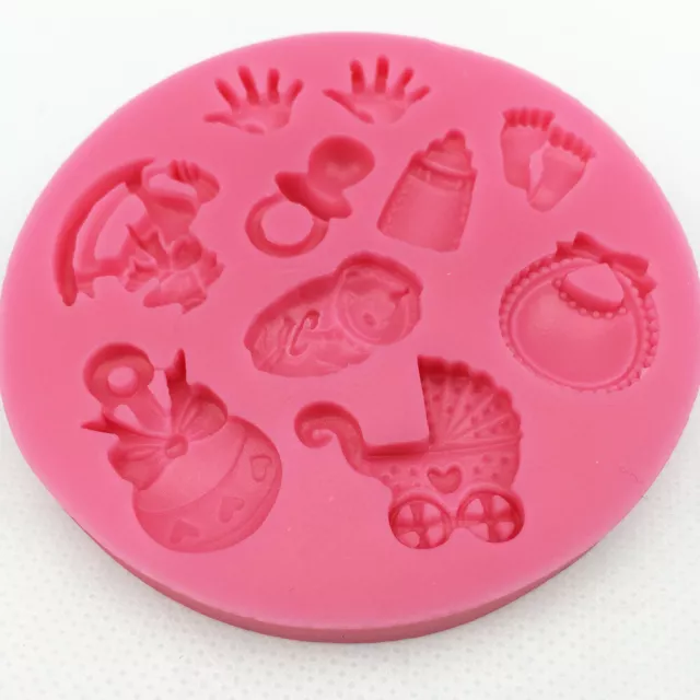 Silicone Baby Shower Cake Fondant Mold Chocolate Baking Topper Decor Candy Mould