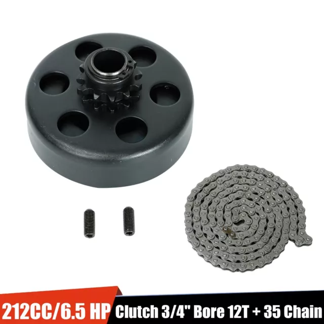 Engine 212CC Centrifugal Clutch 3/4" Bore 12 Tooth+35 Chain Up to 6.5 HP Go Kart