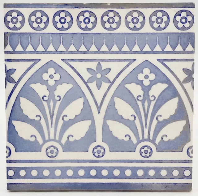 Antique Fireplace Tile Minton & Co Printed Pugin Gothic 7" x 7"