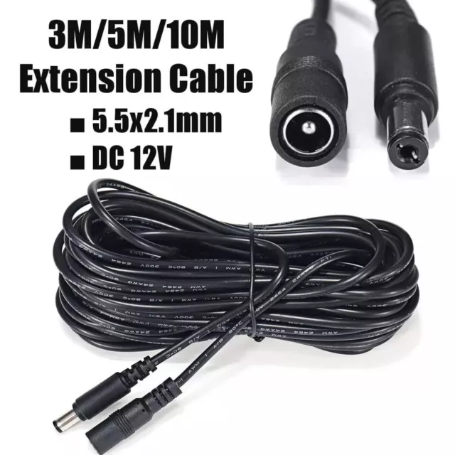 DC Power Supply Extension Cable 9V 12V for CCTV Camera/DVR/PSU Lead 3M/5M/10M