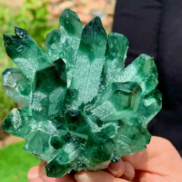 New Find Green Phantom Quartz Crystal Cluster Mineral Specimen Healing 200-1000G