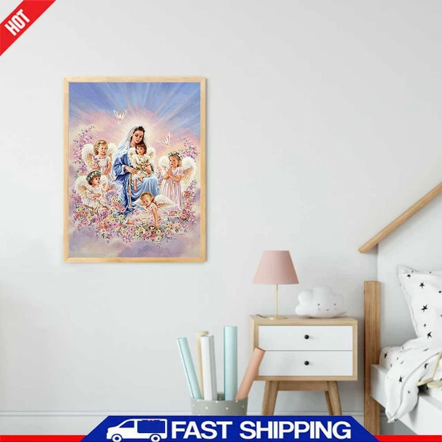 Kits de pintura de diamantes Jesús ángel taladro cuadrado completo decoración artística de pared para el hogar ✅