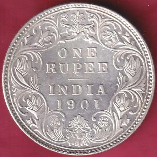 British India 1901 Victoria Empress One Rupee Beautiful Silver Coin #Sb30