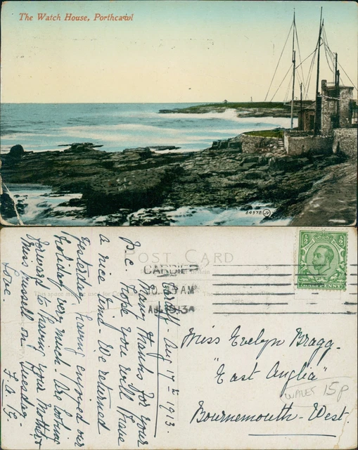Porthcawl Watch House 64978 Valentines GB 1913 Cancel Valentines