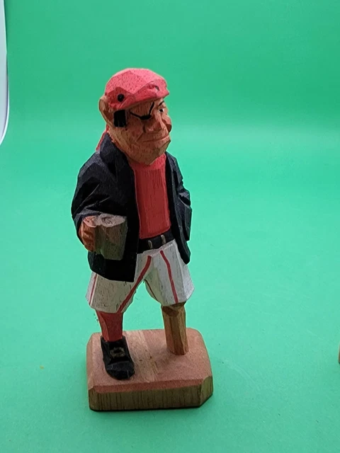 Vintage Hand Carved Nautical 4.25"  Wooden Folk Art Pirate Figure