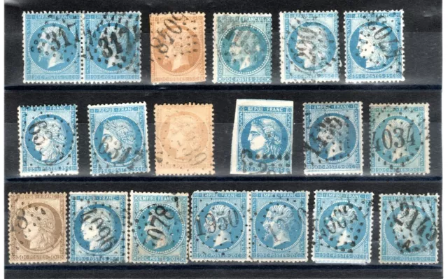Lot de 19 Timbres de France oblitérés losange Gros Chiffre dont 1 N°45B