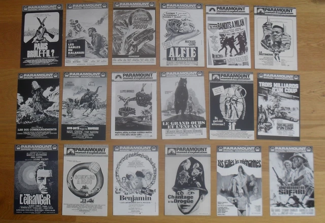 PARAMOUNT lot de 18 synopsis cinema originale ann. 60