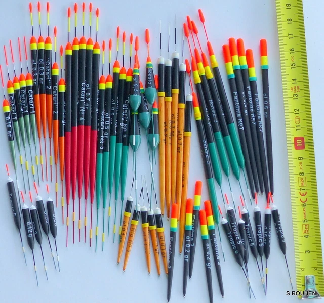 Lot De 10 Anciens Flotteurs De Pêche En Plumes D'oie – Bouchons Vintage