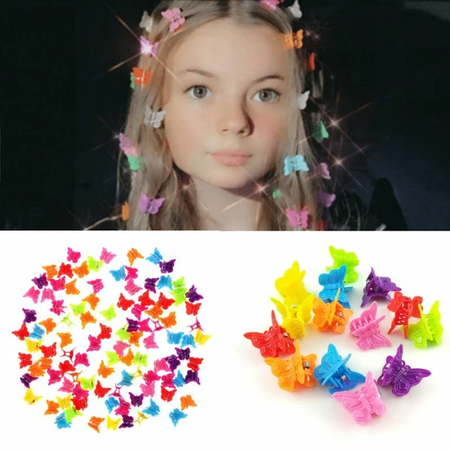 100pcs Cute Butterfly Shape Mini Hair Claw Small Clips Girl Kids Women Headdress