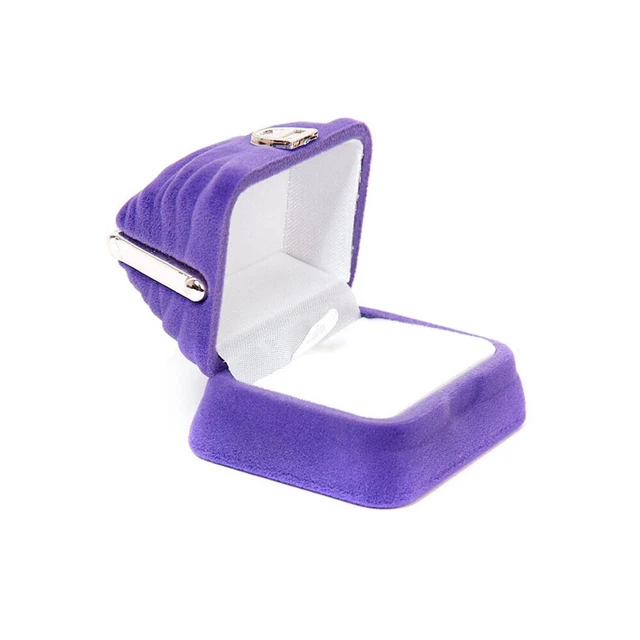 Anello in velluto a forma di borsa scatola regalo gioielli valigia (viola)