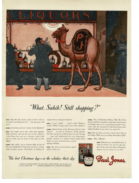 1941 Paul Jones Whiskey Camel Liquor Store Xmas James Williamson art Vintage Ad