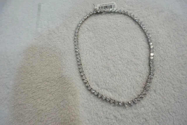 MACYS Tiara Cubic Zirconia Graduated 18" Collar Necklace in Sterling Silver