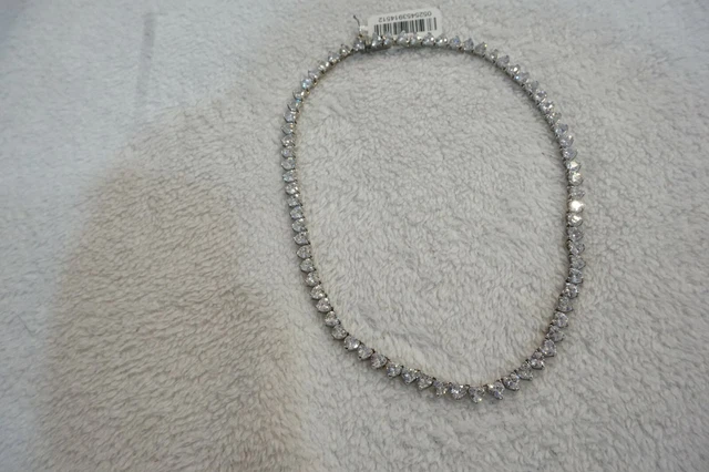 MACYS Tiara Cubic Zirconia Graduated 18" Collar Necklace in Sterling Silver MACYS Tiara Cubic Zirconia Graduated 18" Collar Necklace in Sterling Silver