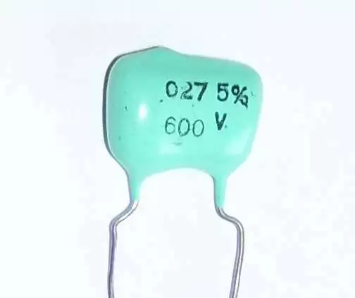 1 Condensateur MALLORY Blue Drop Mylar NOS 27nF - 600V - 0.027uF - 27000pF @