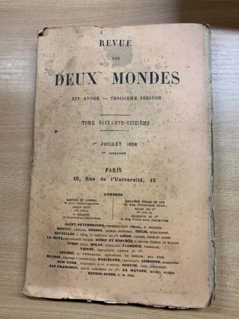 *Rare* 1 Juillet 1886 "Revue Des Deux Mondes" French Large Paperback Book (P3)