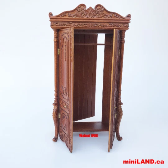 A hidden escape door Wardrobe ARMOIRE Victorian cupboard dollhouse WALNUT