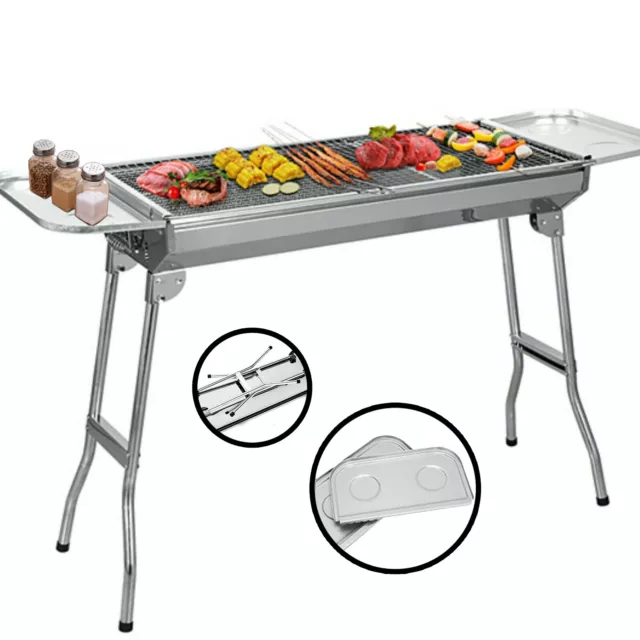BBQ Edelstahl Holzkohlegrill Klappgrill Standgrill Tragbar Camping