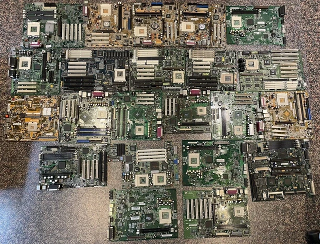 Lot of 22 Vintage Large/Small Socket/Slot Motherboards 26+ Lbs - Untested/Scrap Lot of 22 Vintage Large/Small Socket/Slot Motherboards 26+ Lbs - Untested/Scrap