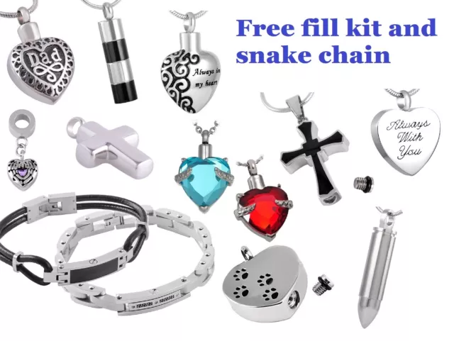Cremation Jewellery Ashes Urn Pendant Keepsake Memorial Necklace Locket Pet Dog