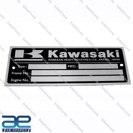 Kawasaki Vide Données Plaque Étiquette Cadre Vintage Z1 Z900 Z1 KZ900 Z11 S2u