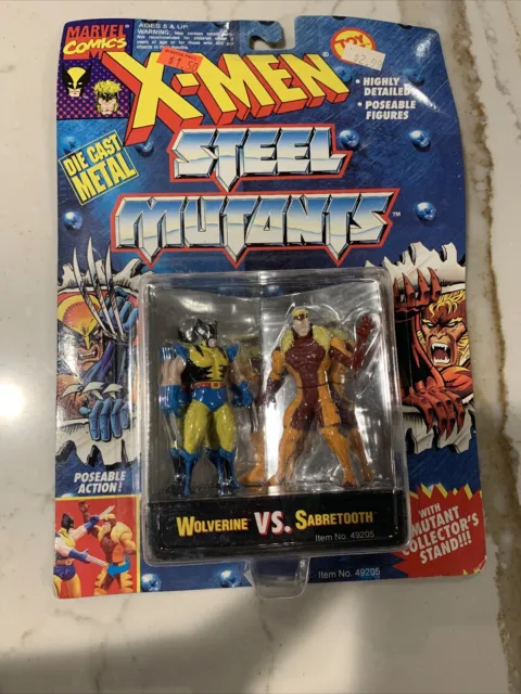 1994 Marvel Comics X-men Steel Mutants Wolverine vs Sabretooth Figures