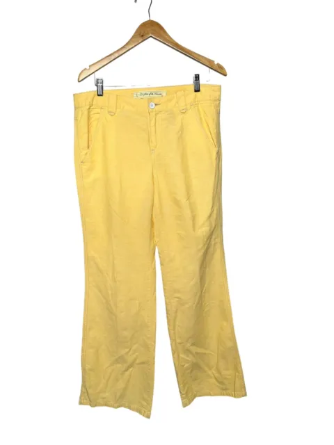 Daughters of the Liberation Anthropologie Linen Cotton Pants Yellow Wide Leg 10