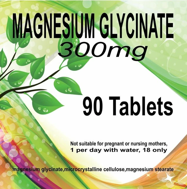 MAGNESIUM GLYCINATE 300MG Letterbox Size Strength Natural x 500 Tablets