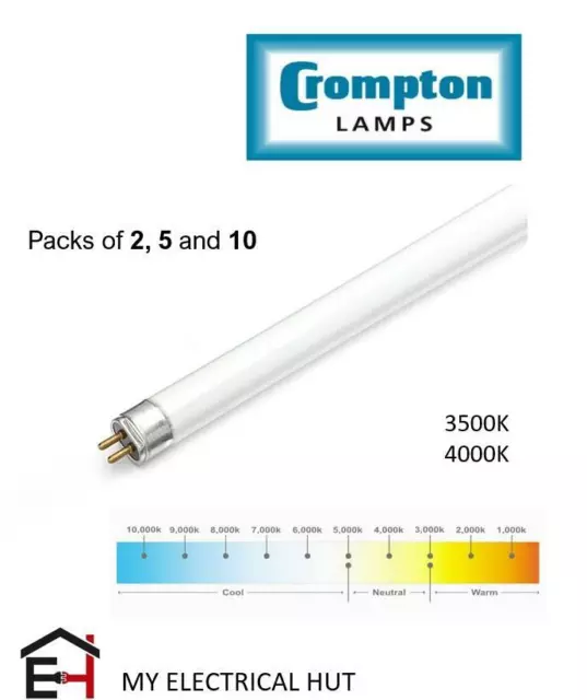 CROMPTON T5 FLUORESCENT TUBE 8W Normal Cool White 3500K 4000K Miniature 12"