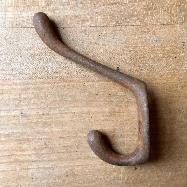 Antique Coat Hook Victorian Cast Iron Vintage Original Reclaimed Old Salvage
