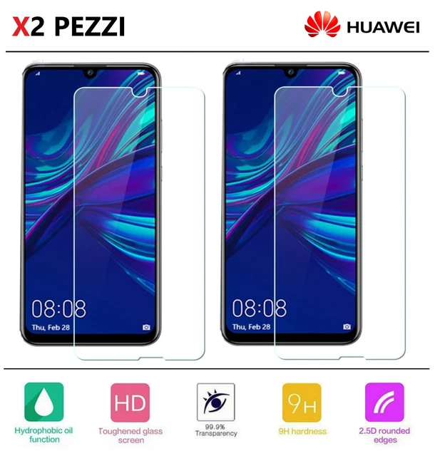 PELLICOLA VETRO TEMPERATO per HUAWEI P SMART 2019 PROTETTIVA schermo x2 pezzi
