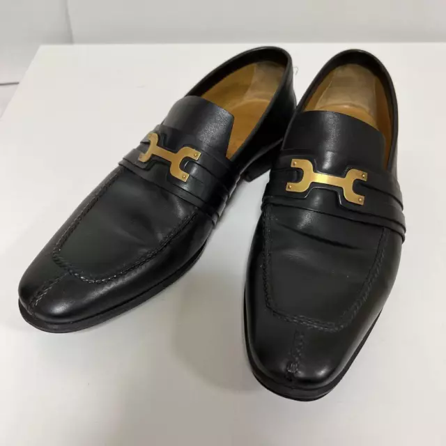 HERMES CONSTANCE LOAFERS Flat Shoes Size41 H Logo Color Black Gold ...