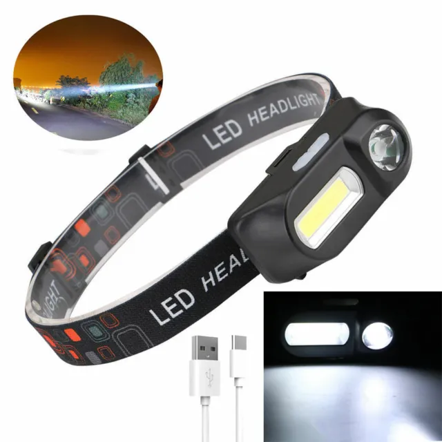 6 Modes Waterproof Head Torch Headlight LED USB Rechargeable Headlamp Fish