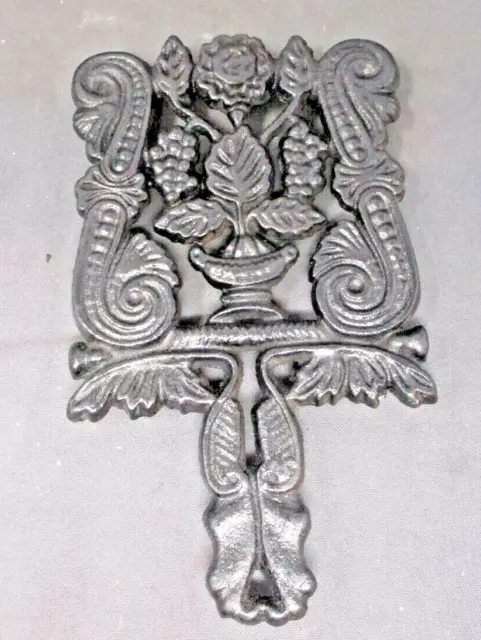 Vintage Ornate Cast Iron Trivet 7 1/2" x 4 1/2"