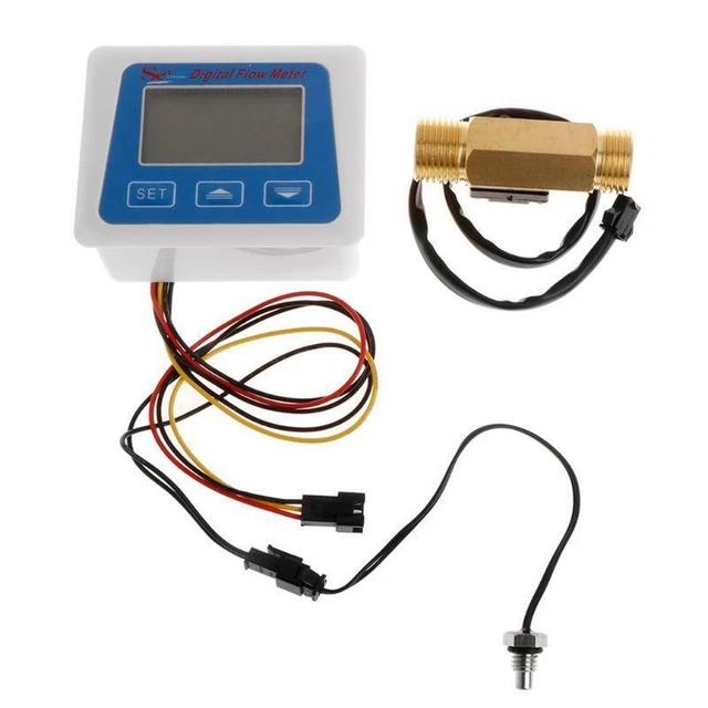 DIGITAL FLOW METER Water Flowmeter Temperature Time Record with G1/2