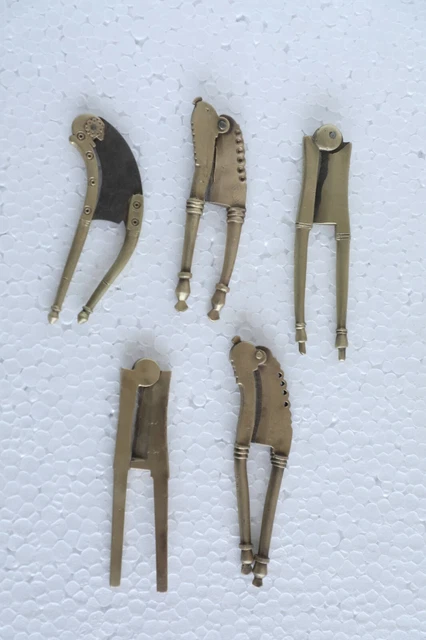 5 Pc Vintage Brass Small Handcrafted Fine Betel Nut Cutter/Sarota