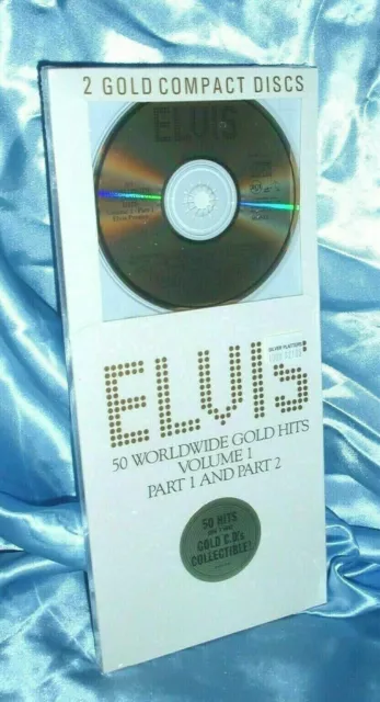 ELVIS 50 WorldWide GOLD Hits Vol 1 y 2/1a Iss. Juego de 2 CD de oro 1988 Longbox ¡NUEVO!