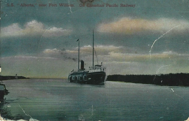 Antique Post Card "S. S. Alberta near Fort William, CPR" Mezzograph Unused