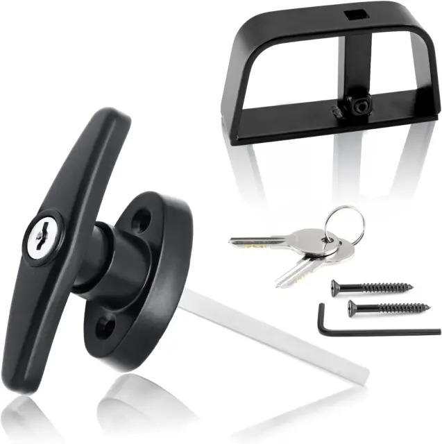 Shed Door Latch T-Handle Lock Kit with 2 Keys, 4-1/2" Stem Storage Barn Shed Doo