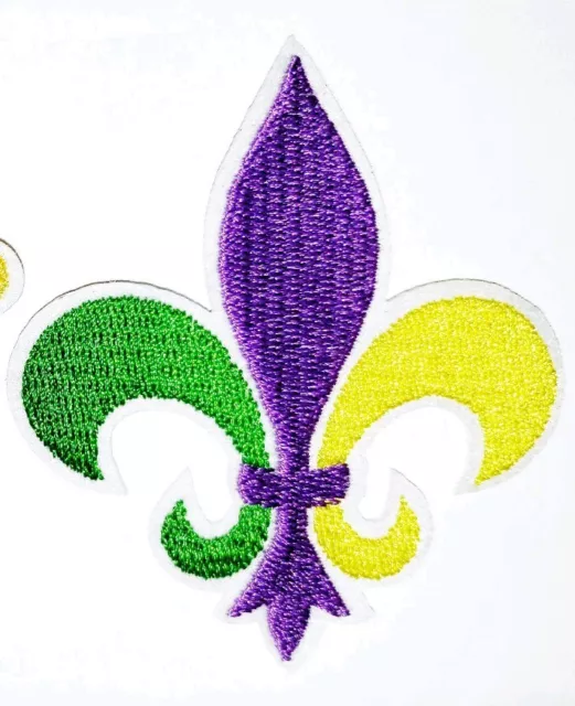 Fleur De Lis Patch Embroidered Iron On 2.75" X 3.00" Mardi Gras Fat Tuesday