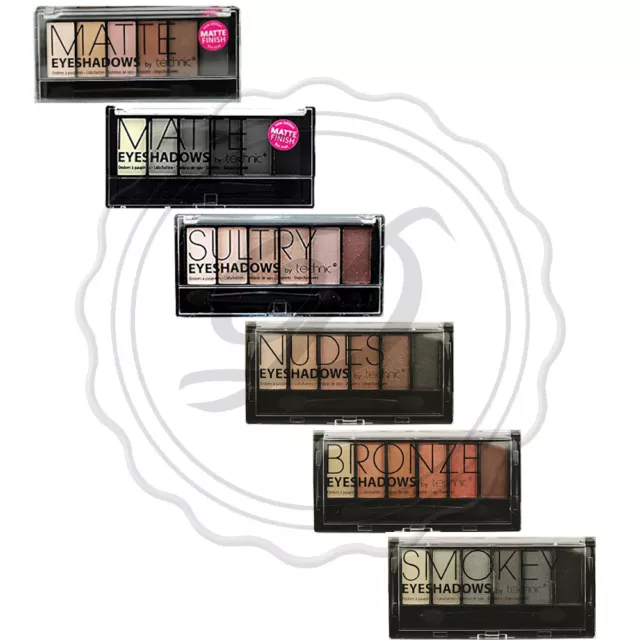 Technic Eyeshadow Palette - Nude Matte Shimmer Smokey Brown Eyes 6 Colours Shade