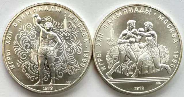 1979 Moscow Olympic Game, 10 Roubles Silver Coin, Proof, Set of 2.!