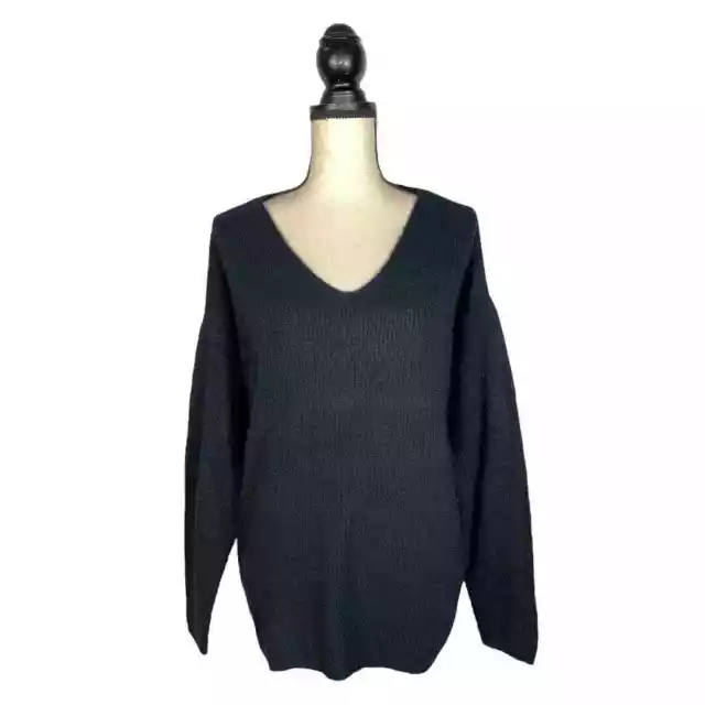 VERO MODA ASOS Navy Blue Ribbed Knit V Neck Sweater           Size:  M