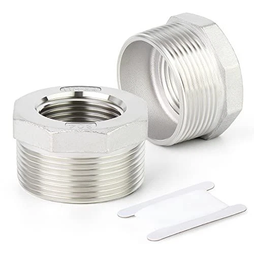 TAISHER 2PCS 304 Stainless Steel Reducer Hex Bushing, 1-1/4” MNPT x 3/4” FNPT
