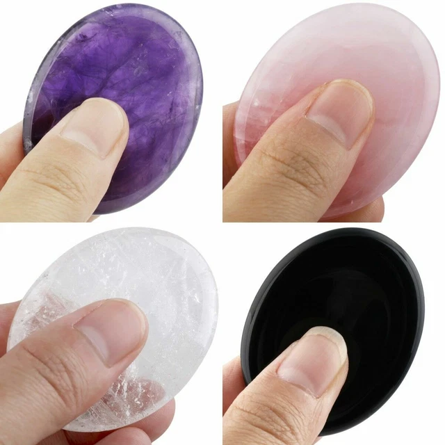 1x Healing Crystal Oval Thumb Stone Pocket Palm Chakra Reiki Meditation Natural