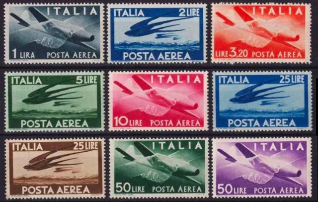 REPUBBLICA 1945/1947 - Democratica POSTA AEREA (9 val. MNH**)